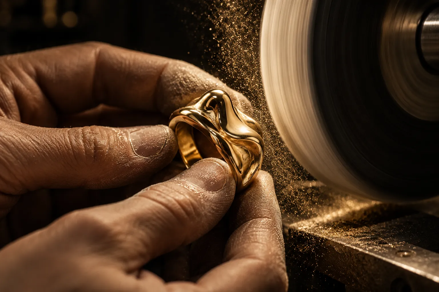 Polishing a gold piece